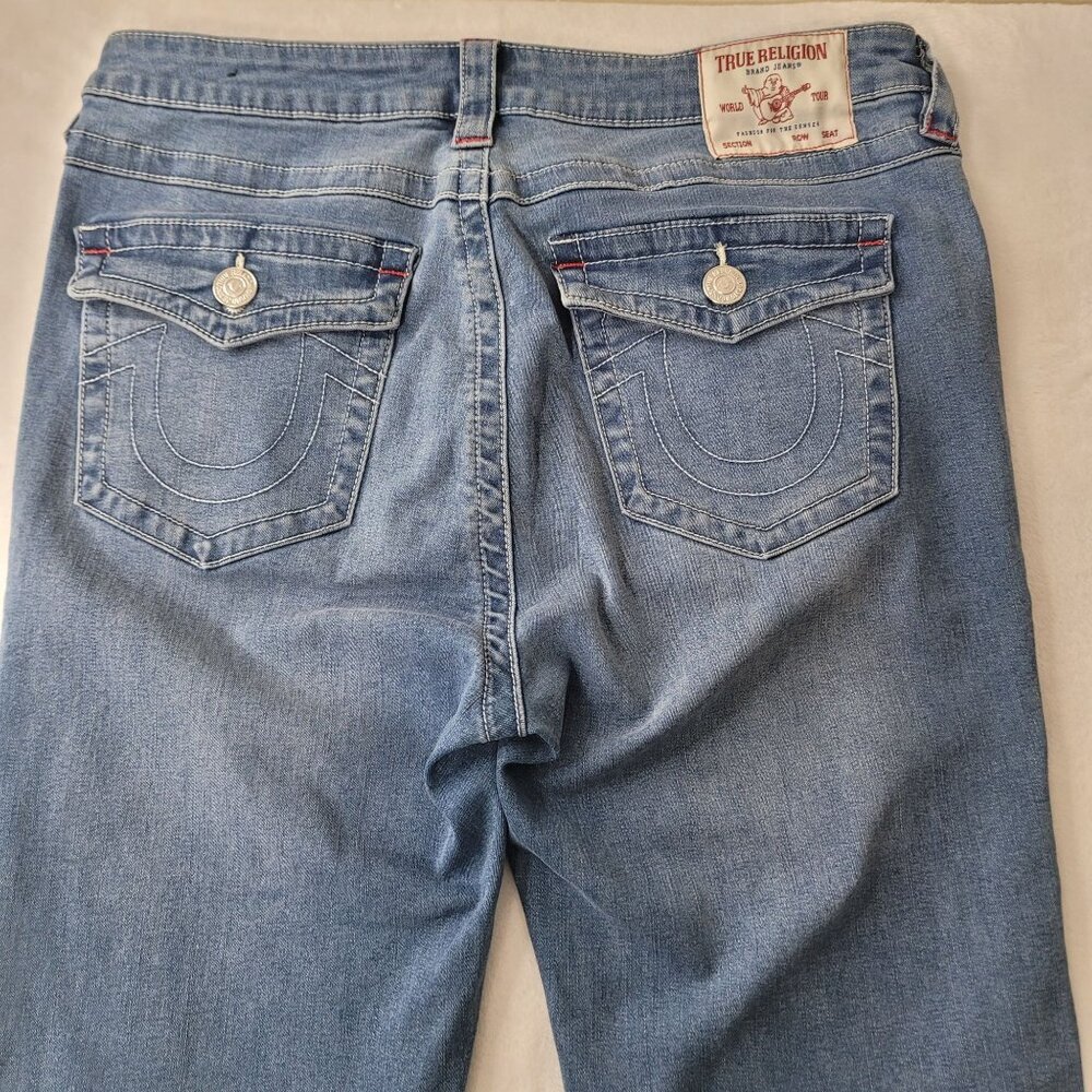 True Religion Billie Women's Mid Rise Straight Leg Blue Jeans Size 31x32 - Picture 4 of 12